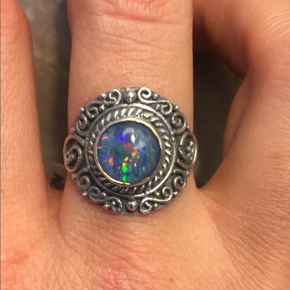 Bali Legacy Collection Jewelry - GENUINE OPAL SILVER RING
